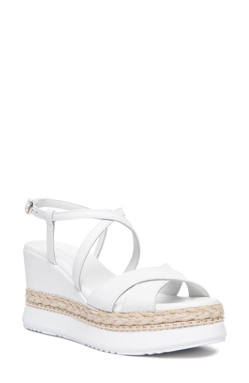 Ankle Strap Platform Wedge Sandal in White