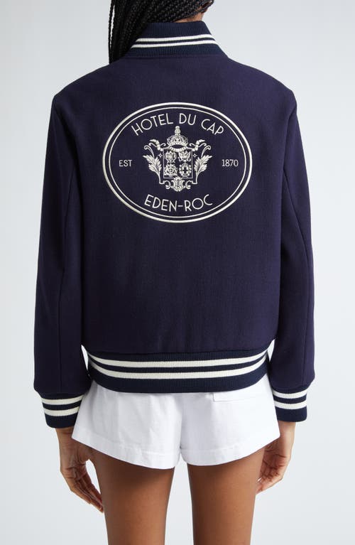 Shop Sporty And Rich Sporty & Rich Eden Crest Wool Varsity Jacket In Navy