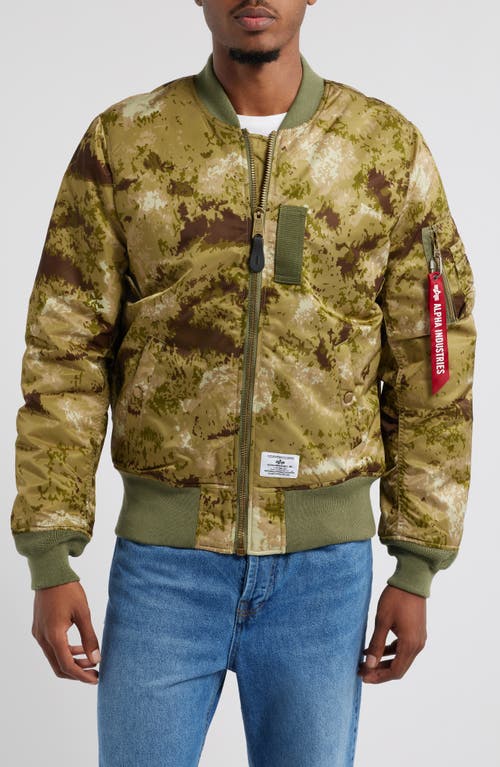 Shop Alpha Industries Ma-1 Mod Flight Jacket<br /> In Green Blur Camo