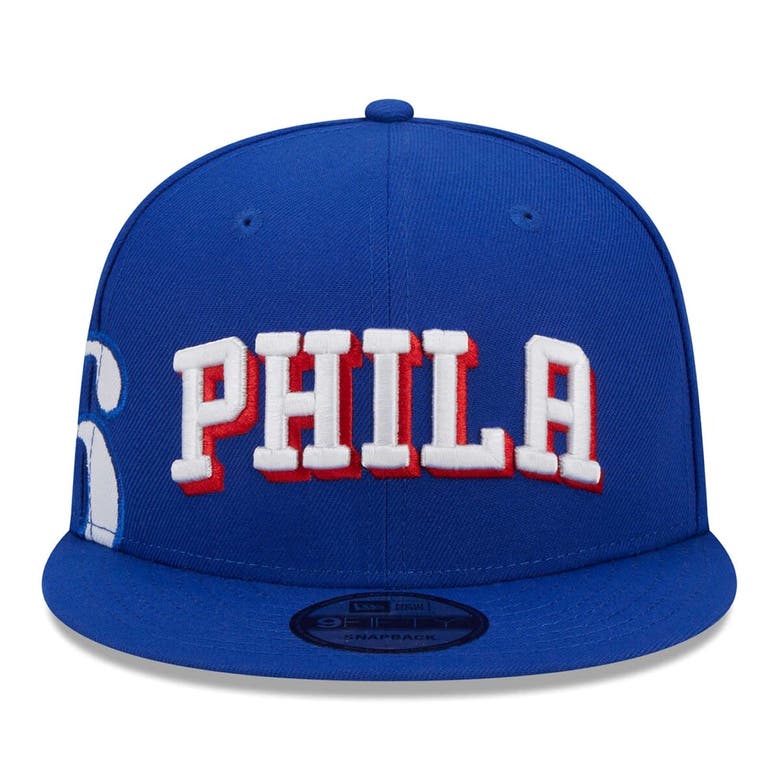 Shop New Era Royal Philadelphia 76ers Side Logo 9fifty Snapback Hat