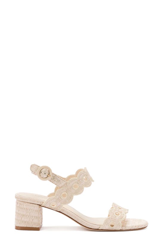 Shop Larroude Larroudé Florence Broderie Ankle Strap Sandal In Natural