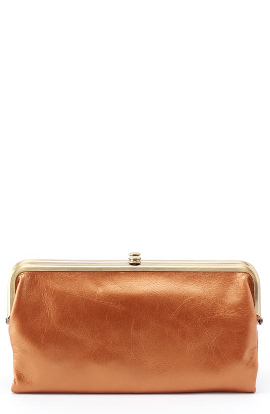 Hobo 'lauren' Leather Double Frame Clutch In New Penny