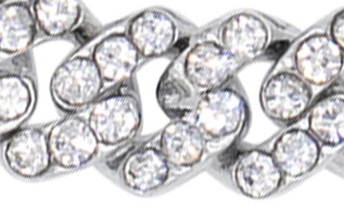 Adornia Silver Plated 8mm Crystal Curb Chain Bracelet In Silver