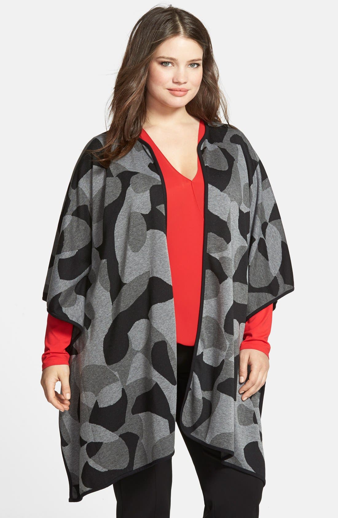 Vince Camuto Print Knit Poncho (Plus Size) | Nordstrom