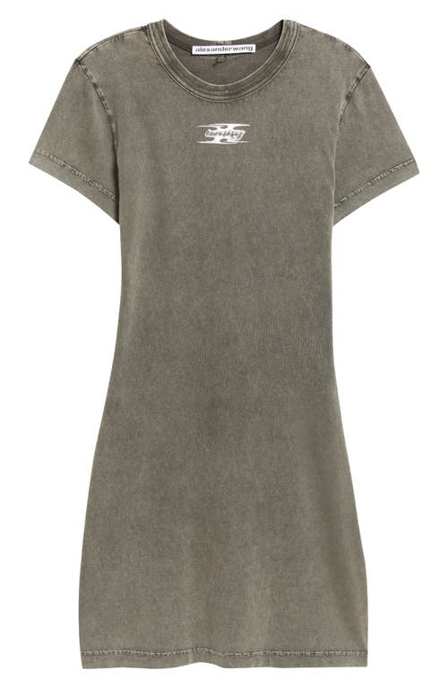 Shop Alexander Wang Blade Logo Shrunken Cotton Jersey T-shirt Minidress In Washed Cedar