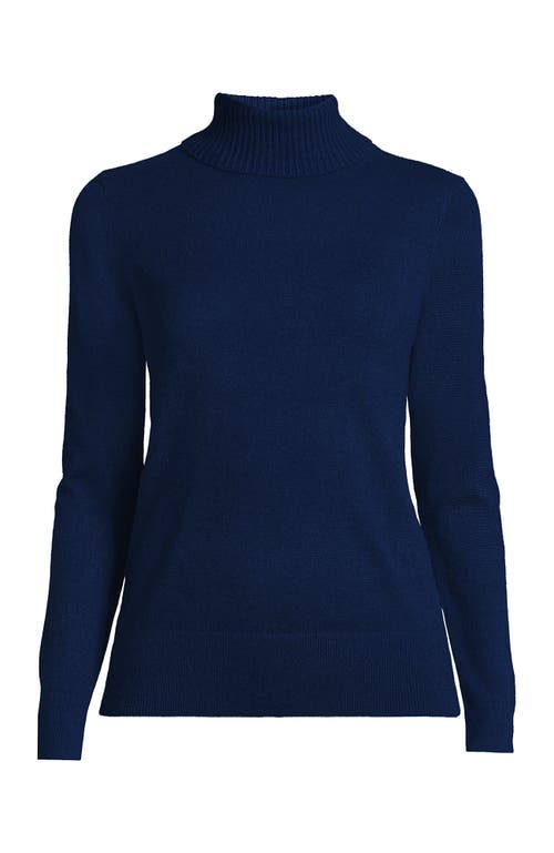 Shop Lands' End Cashmere Turtleneck Sweater In Deep Sea Navy