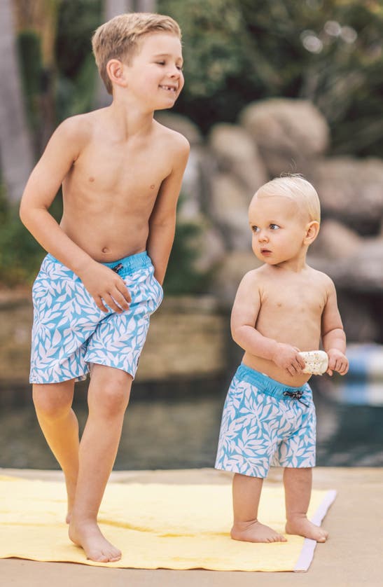 Shop Feather 4 Arrow Kids' High Tide Volley Swim Trunks In Blue Grotto