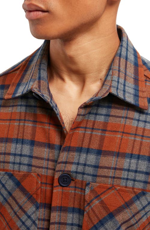 Shop Sealskinz Thrigby Stretch Flannel Overshirt In Orange