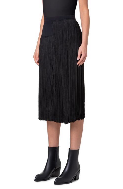 Shop Akris Asymmetric Fringe Silk Crepe Skirt In Black