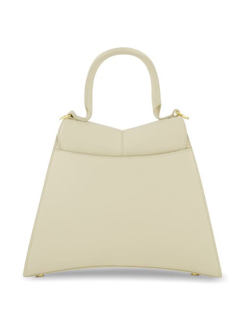 Mac Duggal Gold Plated Hardware Angular Leather Handbag In Ecru