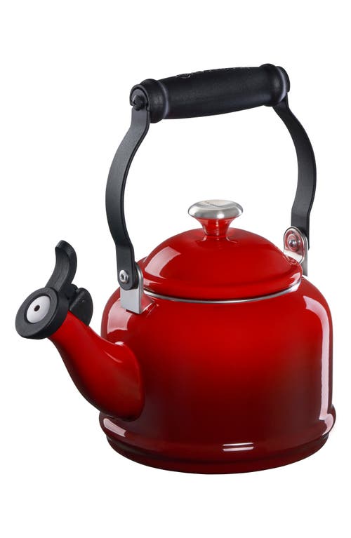 Le Creuset 1.25 Quart Enamel On Steel Demi Tea Kettle In Cerise/silver