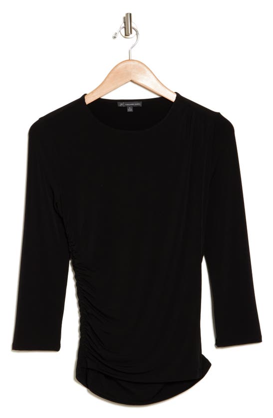 Adrianna Papell Solid Ruched Top In Black