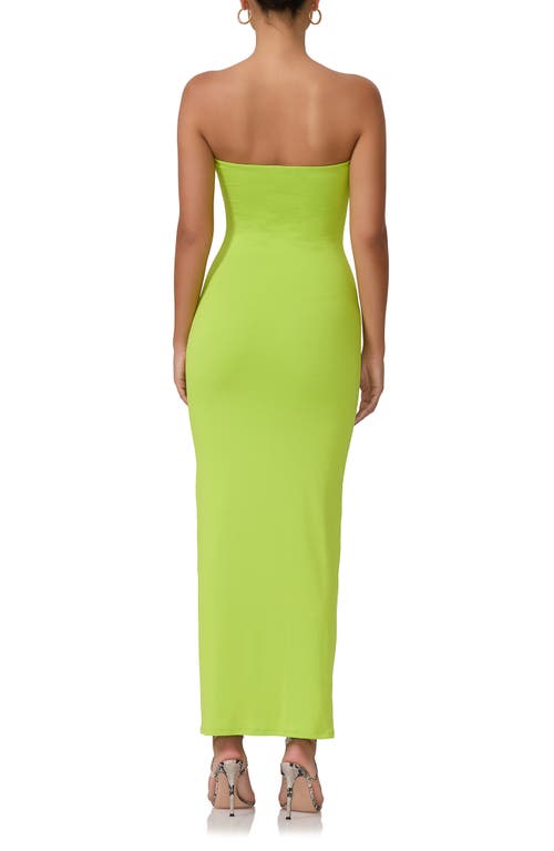 Shop Afrm Dunn Strapless Knit Maxi Dress In Lime Punch