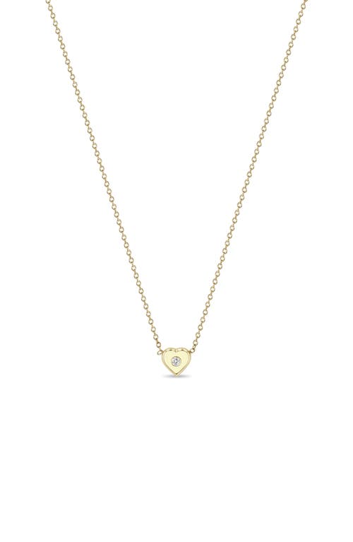 Zoë Chicco Diamond Heart Pendant Necklace in Yellow Gold at Nordstrom, Size 16