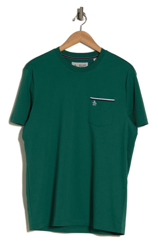 Original Penguin Earl Tipped Pocket T-shirt In Antique Green