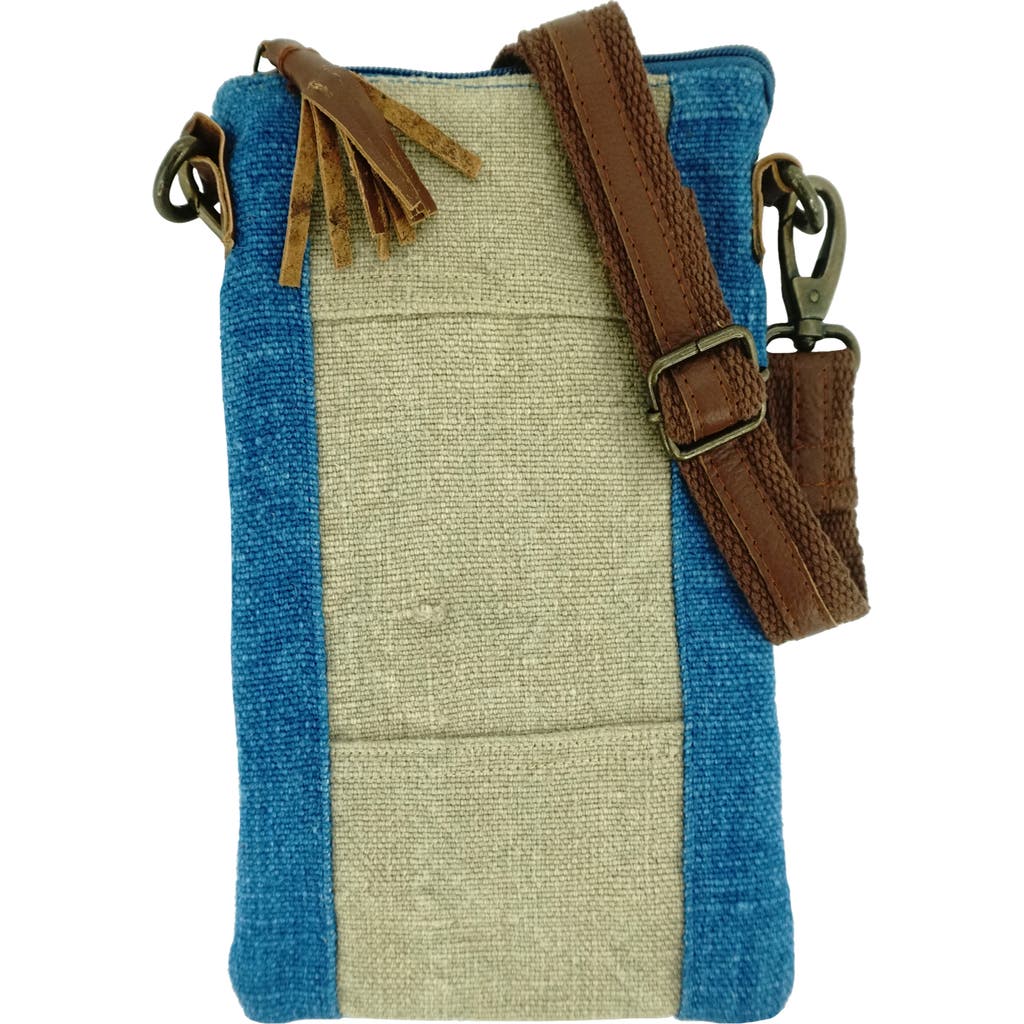 Shop Vintage Addiction Jute Crossbody Bag In Natural/moroccan Blue