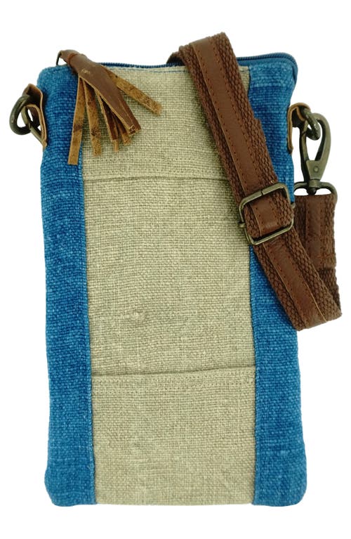 Shop Vintage Addiction Jute Crossbody Bag In Natural/moroccan Blue