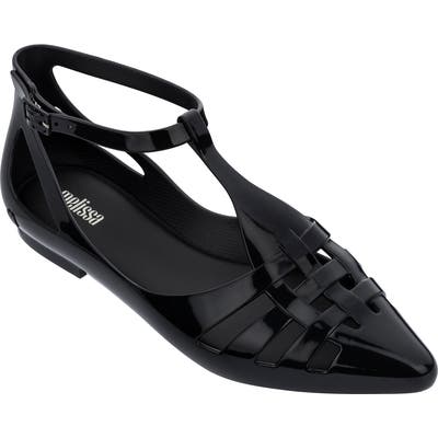 Melissa Spider Ankle Strap Flat, Black