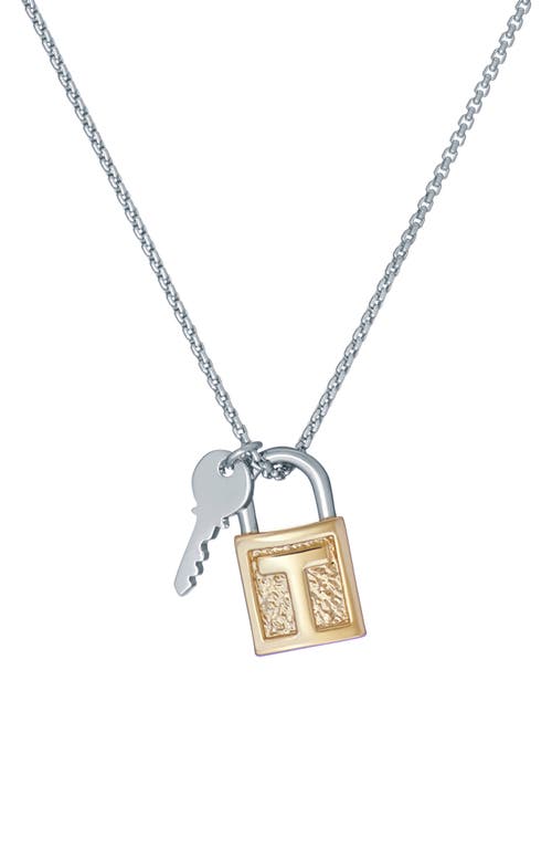 Ted Baker London Tedla Lock & Key Pendant Necklace in Gold Tone Silver Tone