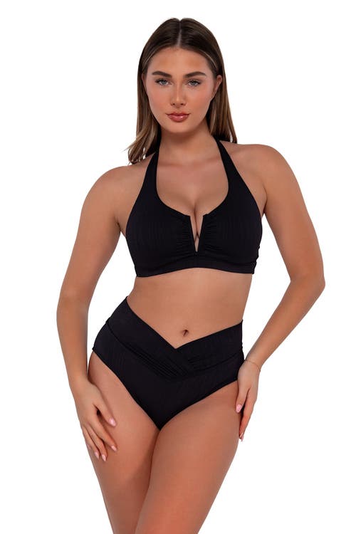 Shop Sunsets Summer Lovin' V-front In Black Seagrass Texture