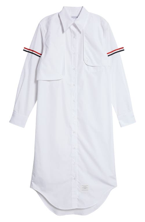 Shop Thom Browne Easy Fit Long Sleeve Cotton Poplin Shirtdress In White