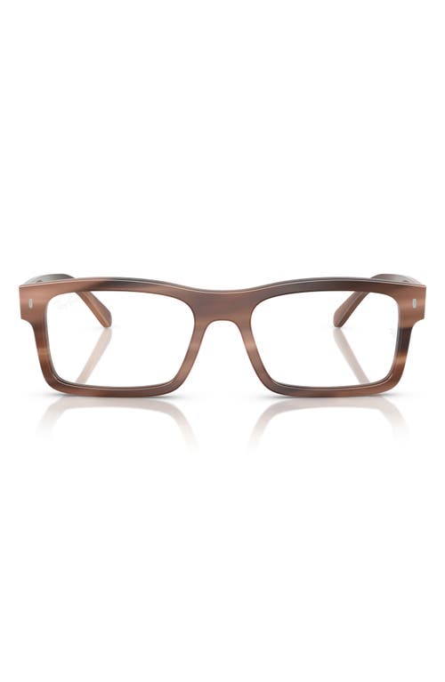 Ray Ban Ray-ban 54mm Rectangular Optical Glasses In Brown Havana