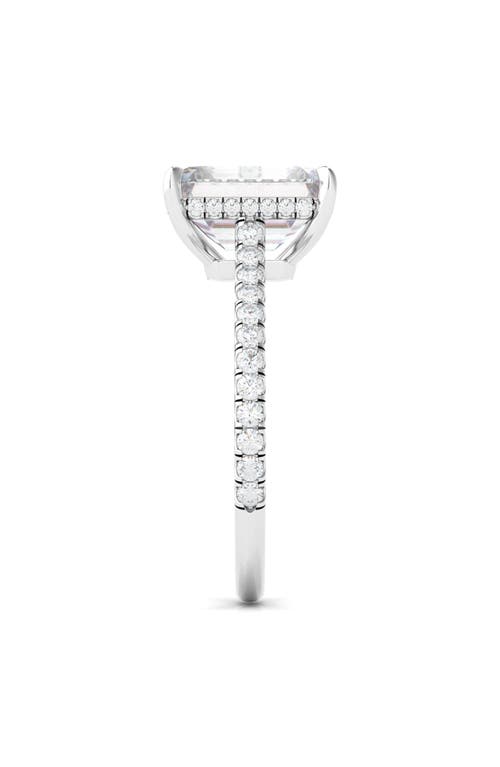 Hautecarat Emerald Cut Pavé Lab Created Diamond Ring In 2.50 Ctw 18k White Gold