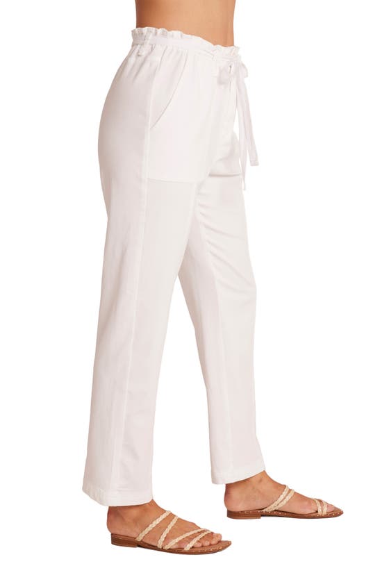 Shop Bella Dahl Evi Ruffle Tie Belt Paperbag Waist Pants In White