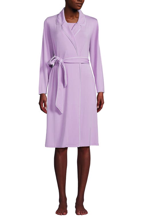 Shop Lands' End Plus Size Cooling Robe With Piping In Blushed Lilac