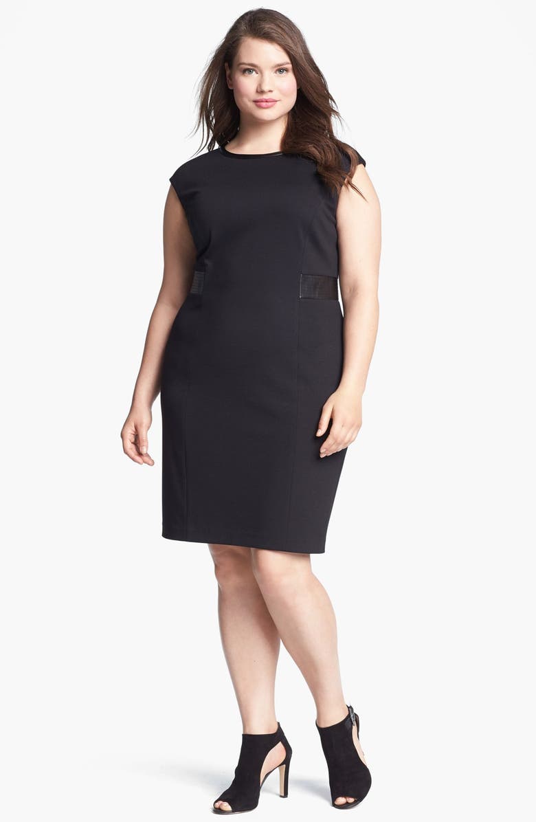 Calvin Klein Contrast Trim Ponte Sheath Dress (Plus Size) (Online Only ...