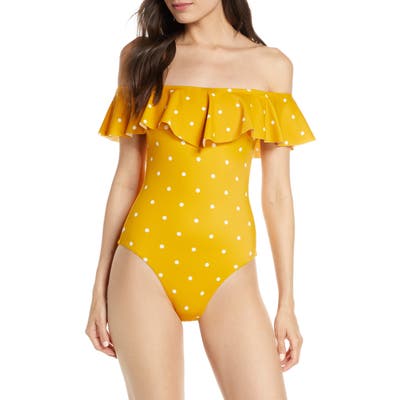 Chelsea28 Off The Shoulder Ruffle One-Piece Swimsuit, Yellow