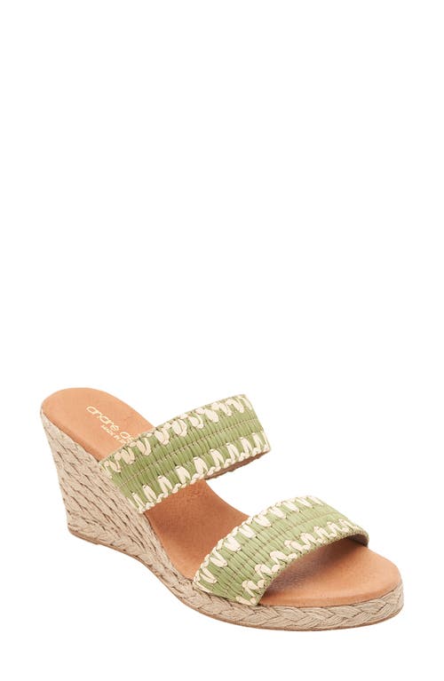 Shop Andre Assous André Assous Nolita Raffia Wedge Slide Sandal In Green Moss/natural