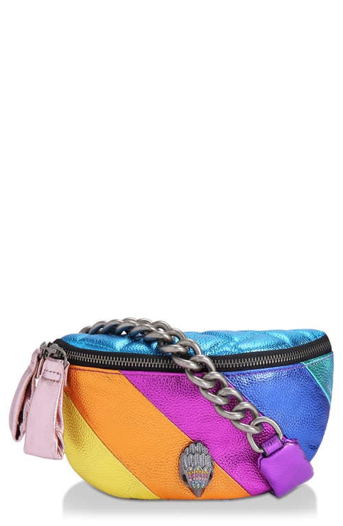 Kensington Leather Belt Bag in Rainbow Metallic
