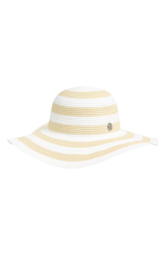 Vince Camuto Striped Floppy Hat In White/neutral