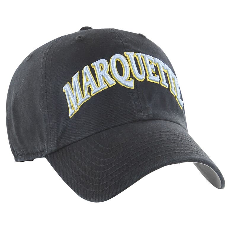 Shop 47 ' Black Marquette Golden Eagles Archie Script Adjustable Hat