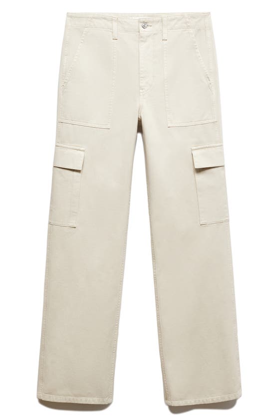 Shop Mango Straight Leg Cargo Jeans In Sand