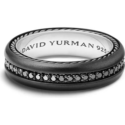 David Yurman Streamline Titanium & Black Diamond Pave Band Ring