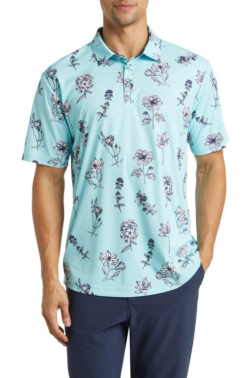 Swannies Epp Floral Golf Polo Aqua at Nordstrom,