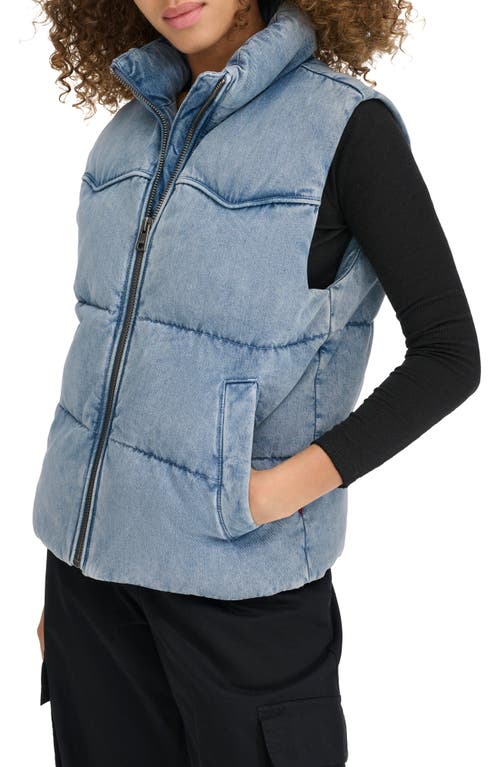 Shop Levi's Arcuate Denim Puffer Vest In Light Wash