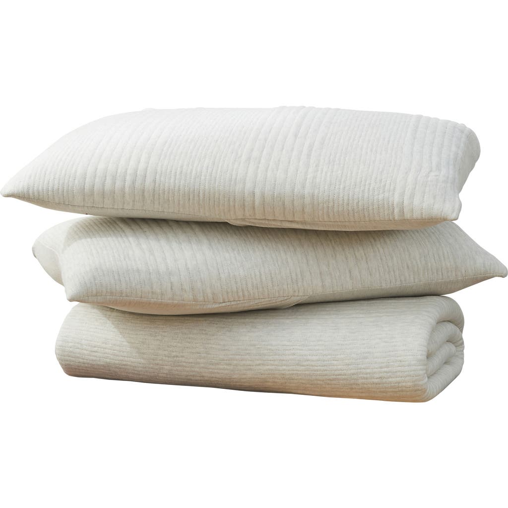 Woven & Weft Channel Stitch 3-piece Jersey Quilt Set In Heathered Oatmeal