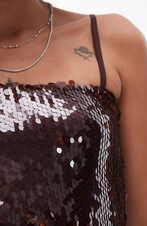 Shop Topshop Sequin Camisole In Brown