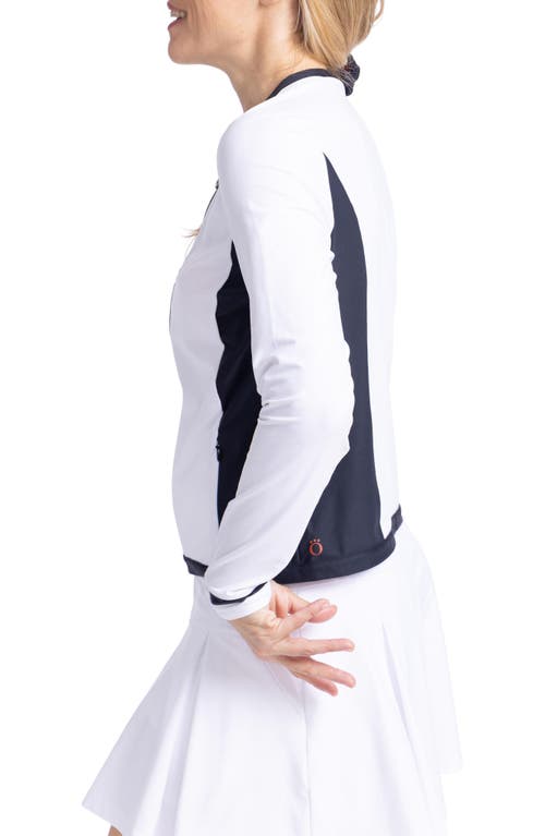 Shop Kinona Tipped & Trim Zip Cardigan In White