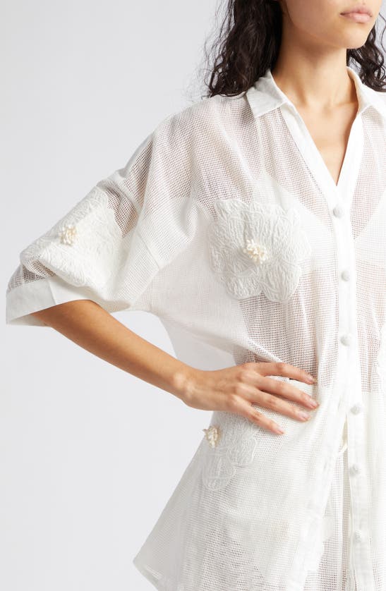 Shop Farm Rio White Flower Cotton Cover-up Shirt
