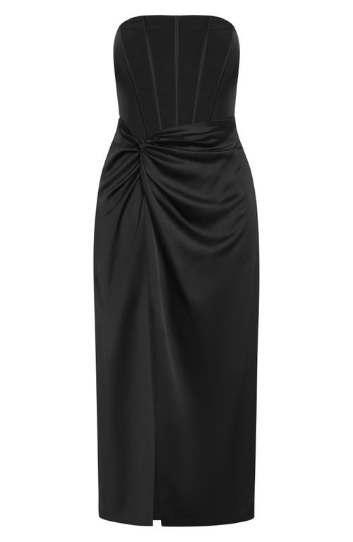 City Chic Leyla Strapless Sheath Dress In Black