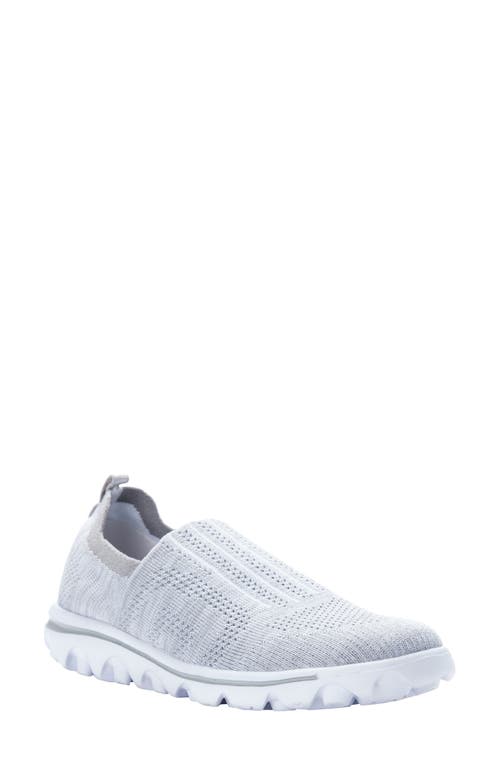 Propét Travelactiv Stretch Slip-On Sneaker in Grey Fabric