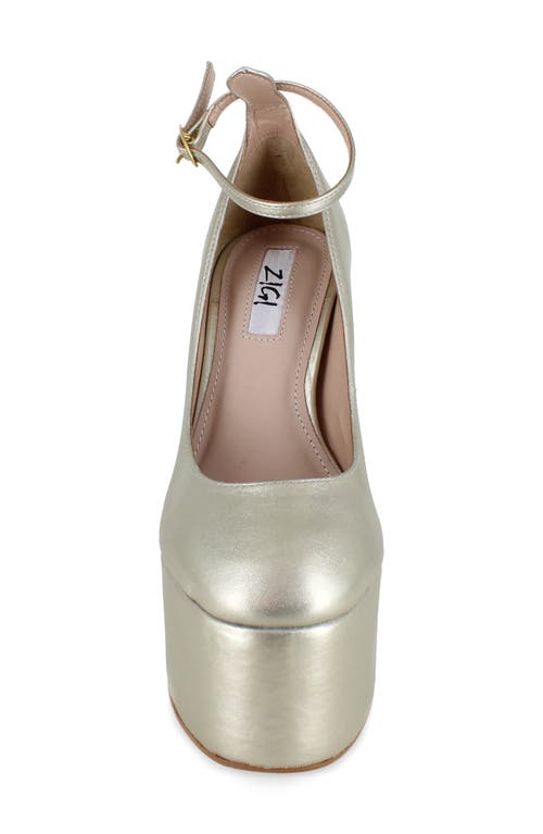 Zigi Nikole Ankle Strap Platform Pump In Gold Leather