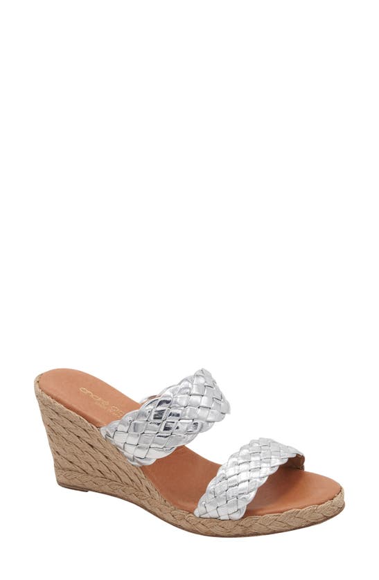 Shop Andre Assous André Assous Aria Wedge Sandal In Silver