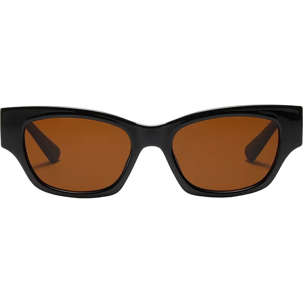 Fifth & Ninth Andi 51mm Polarized Rectangular Sunglasses In Black/brown