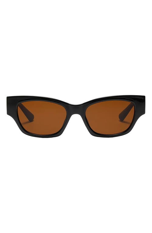 Fifth & Ninth Andi 51mm Polarized Rectangular Sunglasses In Black/brown