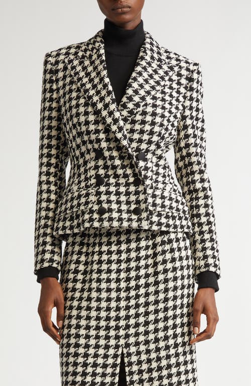 Shop Dolce & Gabbana Dolce&gabbana Macro Houndstooth Double Breasted Wool & Cotton Blazer In S8100 Quadri-check-tartan